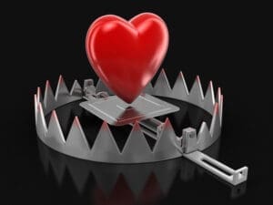 graphic of heart in a trap